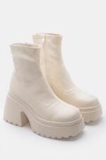 Γυναικείες μπότες Μποτάκια Κάλτσα Flatform – Μπεζ LUIGI – εικόνα 3