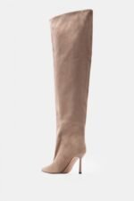 Γυναικεία παπούτσια Μπότες Μυτερές Over The Knee – Μπεζ-Σκούρο LUIGI – εικόνα 4