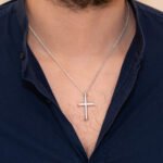 Σταυρός Ανδρικός με Αλυσίδα Λευκό Χρυσό 18 Καρατίων Κ18 NstNastasia – εικόνα 2