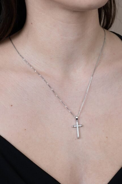 Σταυρός Βάπτισης Diamond Jools για Κορίτσι από Λευκό Χρυσό Κ18 με Διαμάντια DC067 NstNastasia – εικόνα 2