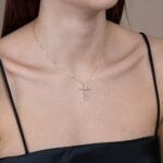 Σταυρός Βάπτισης με Αλυσίδα για Κορίτσι από Κίτρινο Χρυσό Κ14 και Πέτρα Ζιργκόν NstNastasia – εικόνα 2