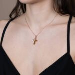 Σταυρός Βάπτισης για Κορίτσι από Ρoζ Χρυσό Κ14 με Πέτρα Ζιργκόν NstNastasia – εικόνα 2
