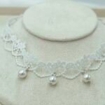 ‘’ Celeste Pearl ‘’ Νυφικό Κολιέ Choker με Πέρλες και δαντέλα