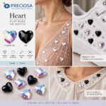 PRECIOSA Heart MAXIMA 6mm Crystal AB και Jet στρας καρδιά σε ρούχα και παπούτσια