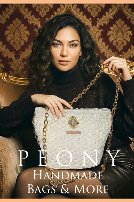 Χειροποίητη Πλεκτή Τσάντα "Peony" με Vintage Μπαρόκ Στυλ