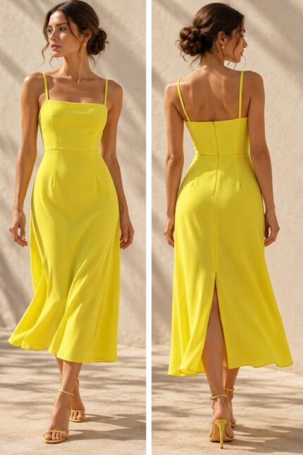 Sewing Box Lemon Midi Φόρεμα
