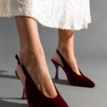 Γυναικεία slingback TFP Μυτερές Βελούδινες Γόβες Slingback – 802 (velvet) – Μπορντό The Fashion Project