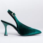Γυναικεία slingback TFP Μυτερές Βελούδινες Γόβες Slingback – 802 (velvet) – Πράσινο του δάσους The Fashion Project