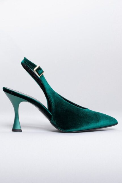 Γυναικεία slingback TFP Μυτερές Βελούδινες Γόβες Slingback – 802 (velvet) – Πράσινο του δάσους The Fashion Project
