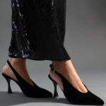 Γυναικεία slingback TFP Μυτερές Βελούδινες Γόβες Slingback – 802 (velvet) – Μαύρο The Fashion Project