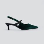 Γυναικεία slingback TFP Βελούδινες Μυτερές Γόβες Slingback – 301 (velvet) – Πράσινο του δάσους The Fashion Project