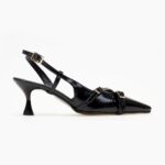 Γυναικεία slingback TFP Λουστρίνι γόβες slingback – 400 – Μαύρο The Fashion Project