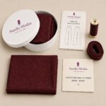 Κιτ ραπτικής Sxedio Modas για wide leg palazzo παντελόνι με μπορντό ύφασμα, πατρόν και υλικά ραφής