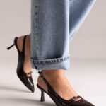 Γυναικεία slingback TFP Γόβες slingback με kitten heel – 520 – Brown Patent The Fashion Project